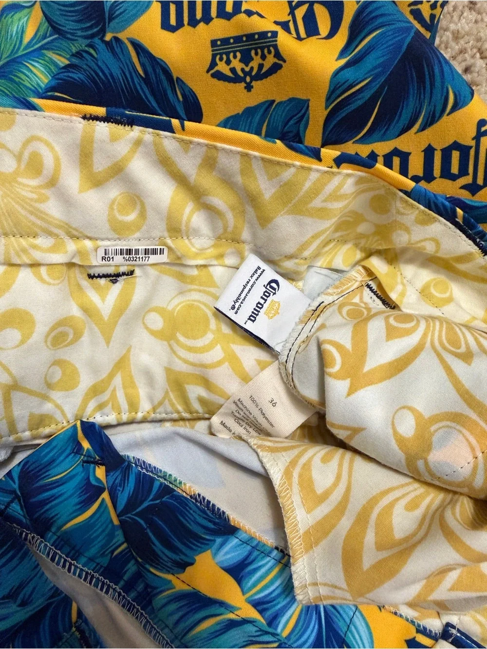 Loudmouth Corona Logo Tropical Shorts 36 waist, 11” inseam